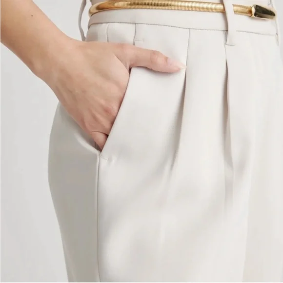 Quince Stretch Crepe Pleated Wide‎ Leg Pants Sand size 8 - Picture 3 of 10